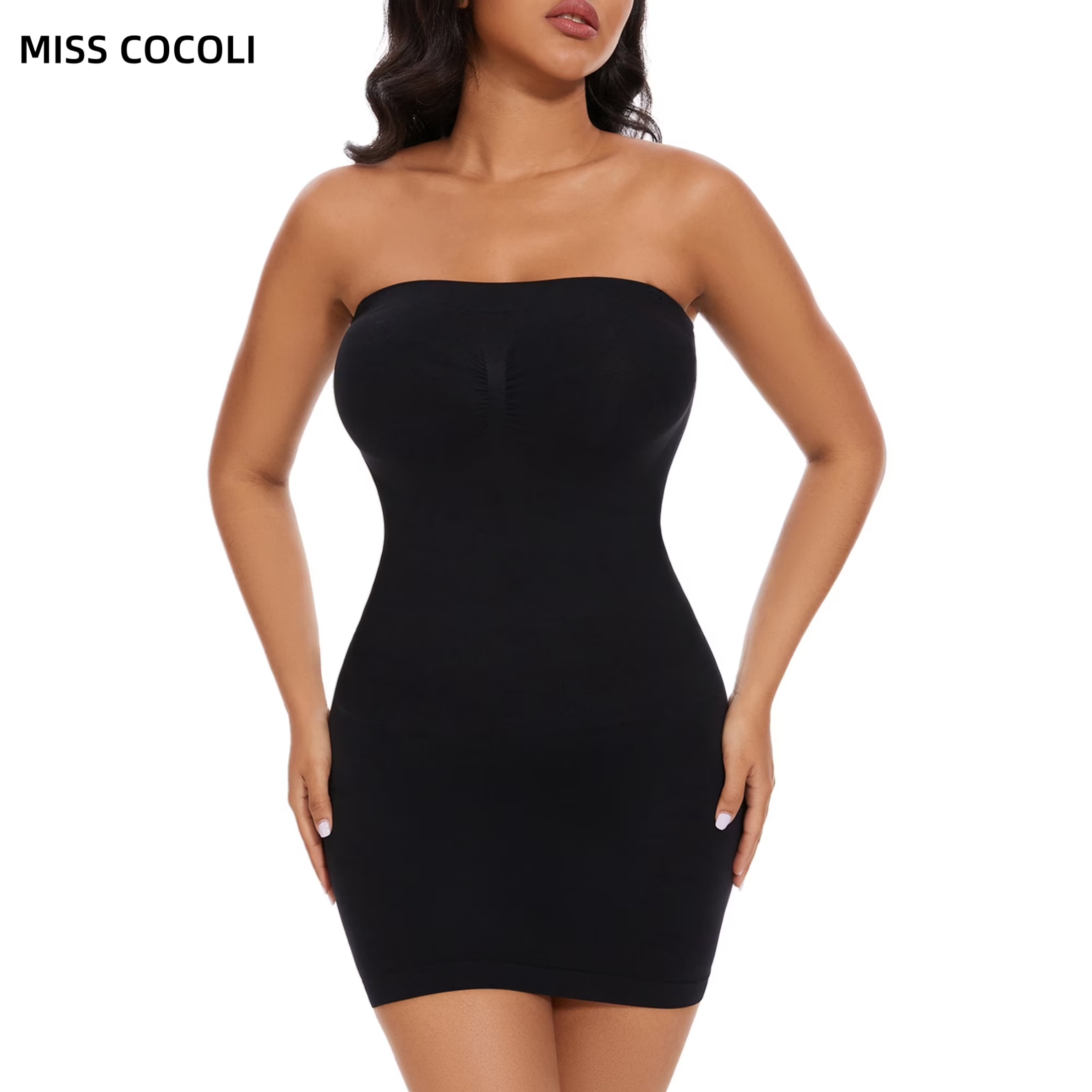thumbnail video image 2 of MISS COCOLI Women's Strapless Shapewear Full Slip for Under Dresses Tummy Control Slips Smoothing Body Shaper, 2 of 7