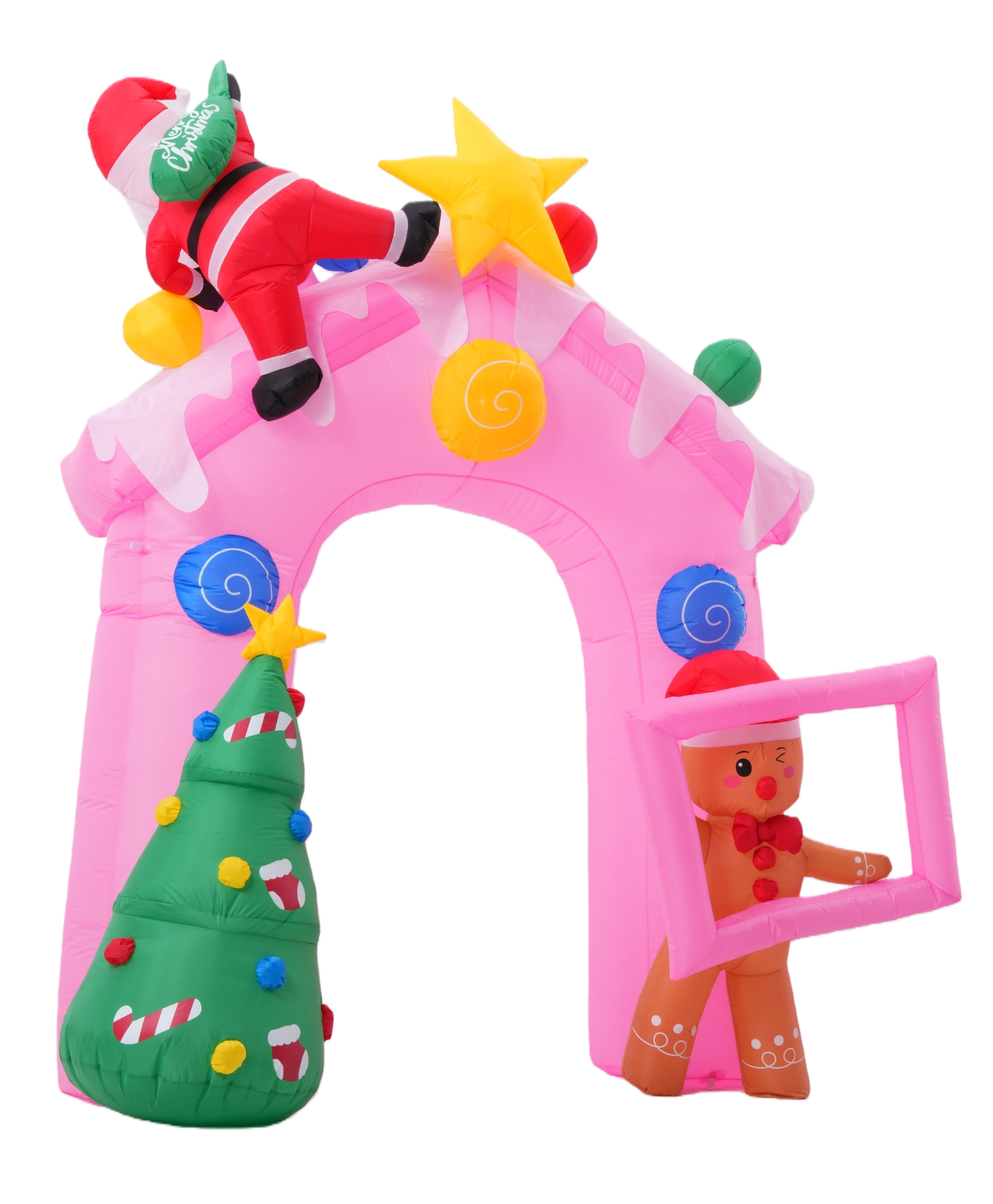 thumbnail video image 2 of Adnoom 10FT Christmas Gingerbread House-shaped Arch Inflatables, Outdoor Decorations with LED Lights, Blow up Archway with Santa Gingerbread Man, Yard Decorations for Lawn Garden Holiday Party, 2 of 7
