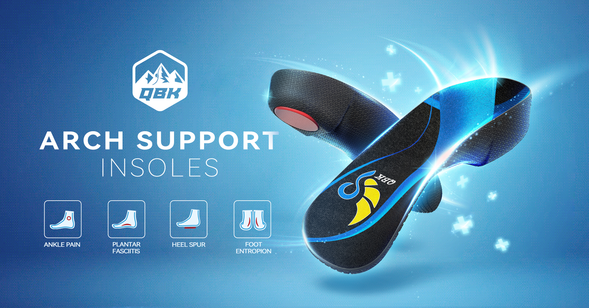 thumbnail video image 2 of 3/4 Arch Support Insoles for Women/Men,QBK Orthotics Shoe Insoles High Arch Supports Shoe Insoles for Plantar Fasciitis, Flat Feet, Over-Pronation,Height Increase Insoles, Heel Cushion Inserts，M, 2 of 9