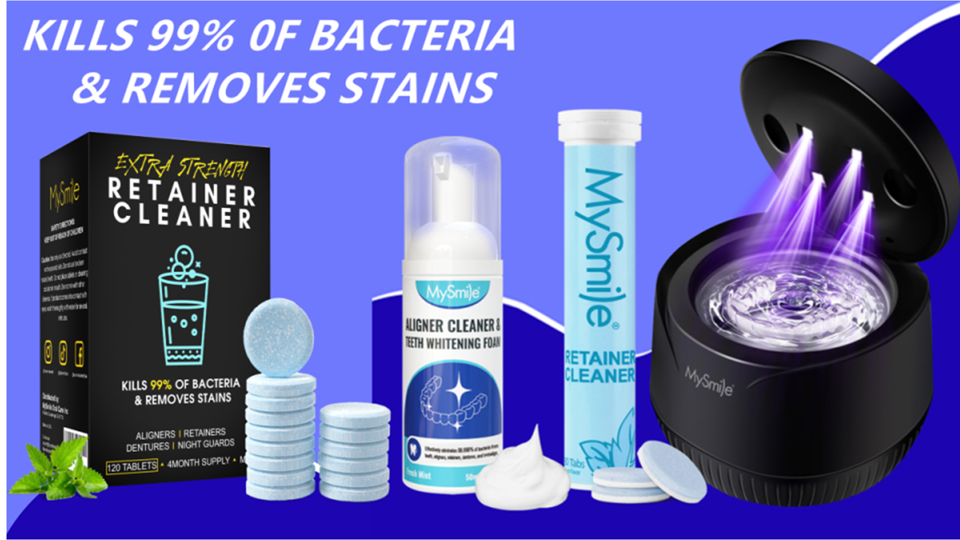 thumbnail video image 2 of MySmile 45kHz Portable Ultrasonic Retainer Cleaner UVC Sterilizer Machine Dental Cleaning Pod for Denture Cleanser, Invisalign Aligner, Braces, Mouth Guard,Jewelry, 2 Modes, 2 of 16