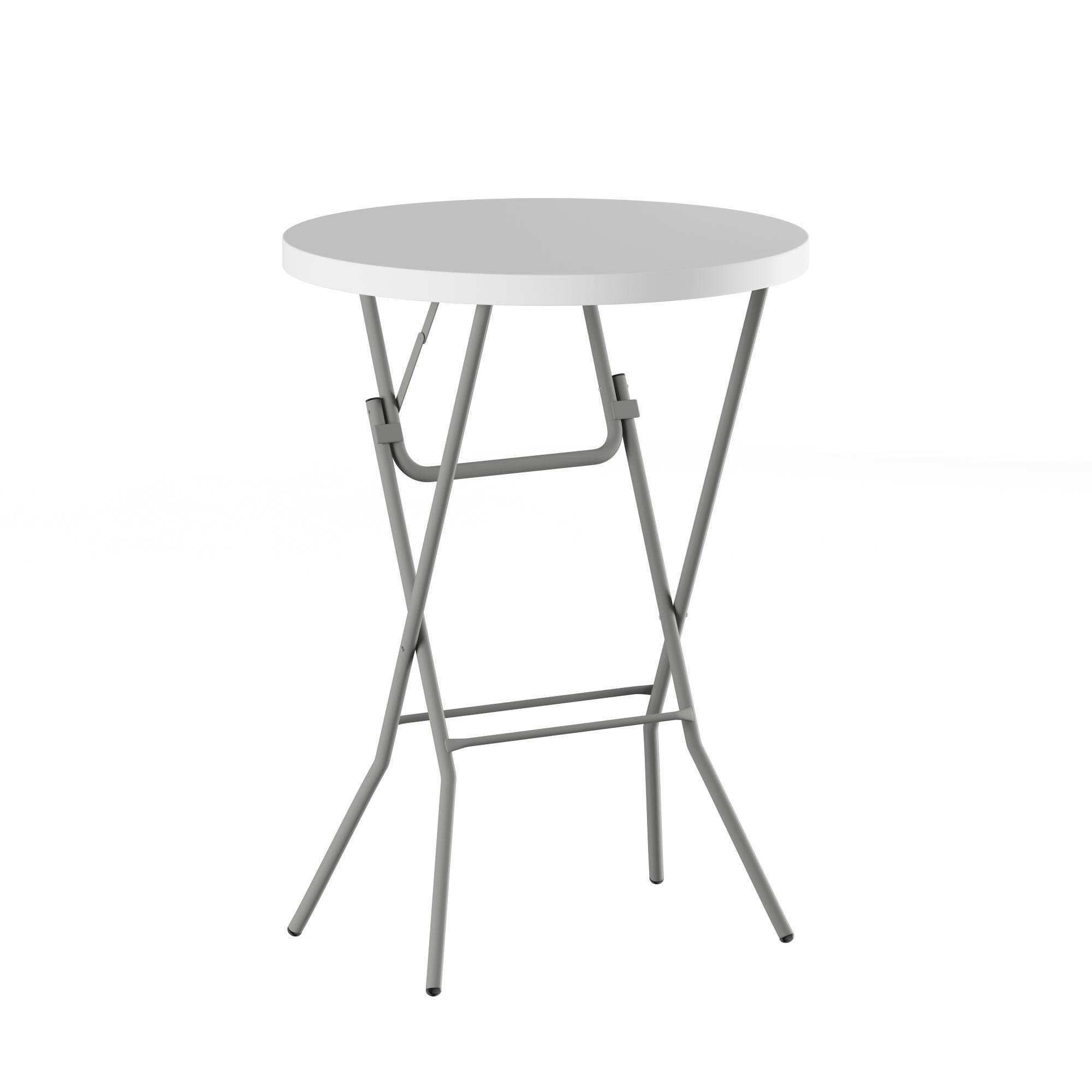 white plastic bar height folding table