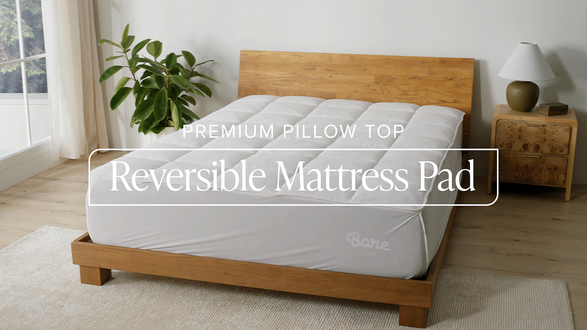 thumbnail video image 2 of Bare Home Pillow-Top Mattress Pad, Reversible Topper, Queen, 2 of 10