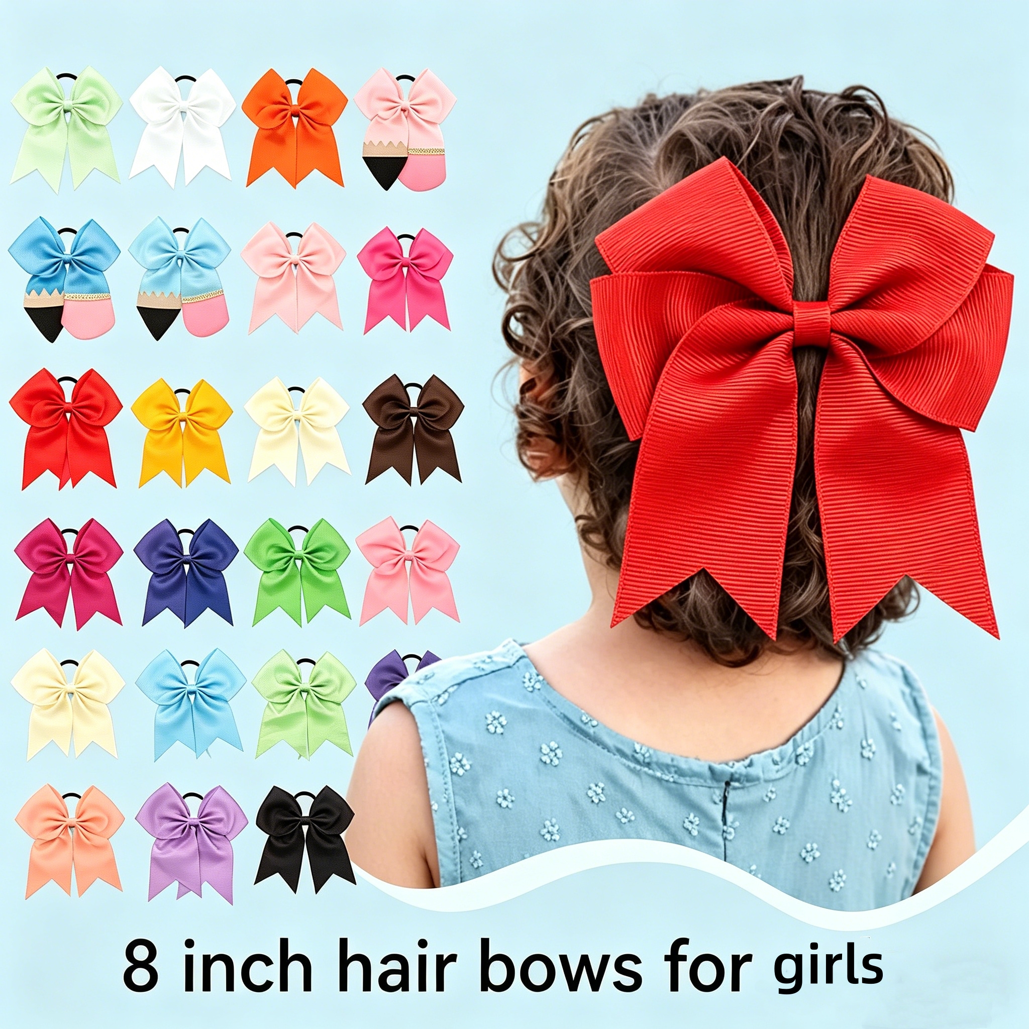 thumbnail video image 2 of Ribbon Satin Fishtail Bow Hair Ties and Headbands Elegant Hair Accessories for Girls Party Wear,Light Pink,One Size, 2 of 6
