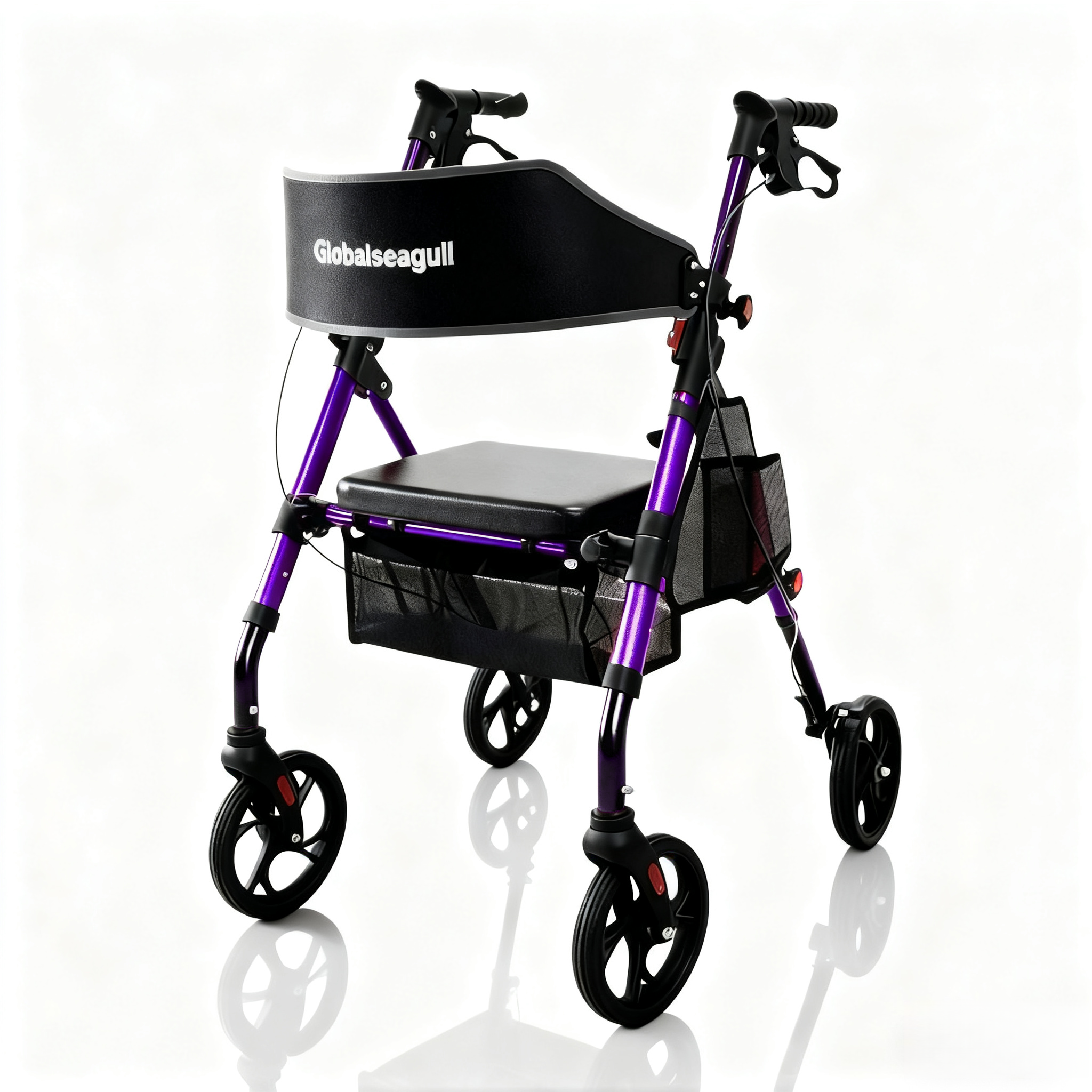 GLOBALSEAGULL, Rollator Walker, Lightweight Foldable Aluminum, Red