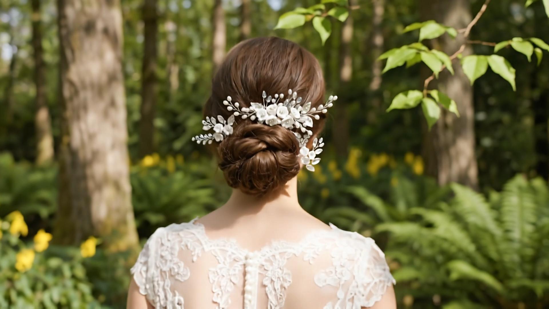 thumbnail video image 2 of Miallo 3-Piece Silver Floral Hair Clip Set, White Rose & Pearl Bridal Hair Side Comb with Matching Forks, Elegant Wedding Jewelry, 2 of 9