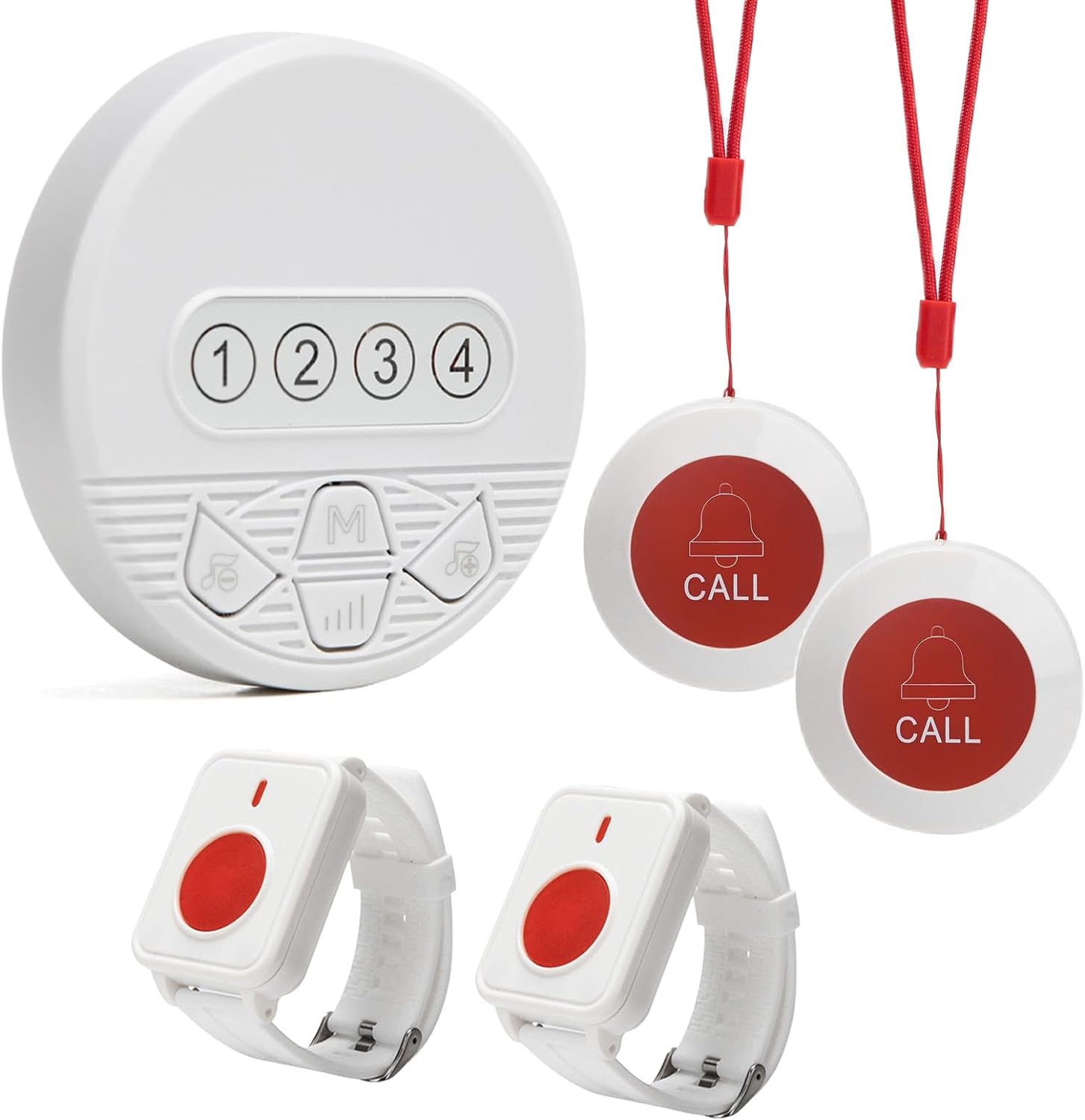 thumbnail video image 2 of Caregiver Call Button Nurse Call System Alert Button for Seniors at Home Call Bell with LED Number Display for Elderly / Patient / Disabled at Home / Hospital / Clinic (SJ-CP4+HG1+SW-1+2+2), 2 of 7