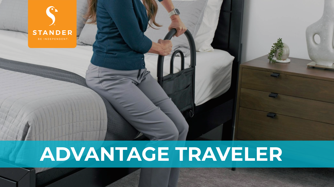 thumbnail video image 2 of Stander Bed Rail Advantage Traveler, Bariatric Foldable Railing with Pouch for Adults, Seniors, and Elderly, Portable Travel Safety Bedrail with Padded Handle, ASTM Safety Approved Guardrail, 2 of 8