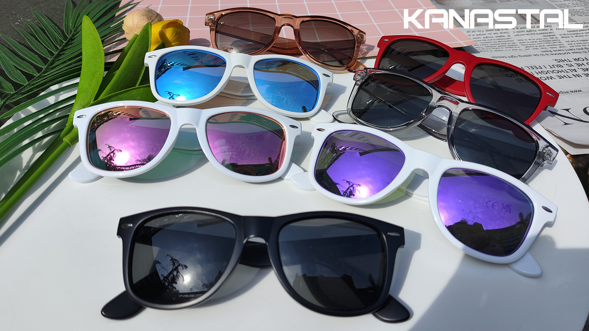 thumbnail video image 2 of KANASTAL Square Polarized Sunglasses for Women Men UV Protection Retro Trendy Design Sun Glasses(Red), 2 of 8