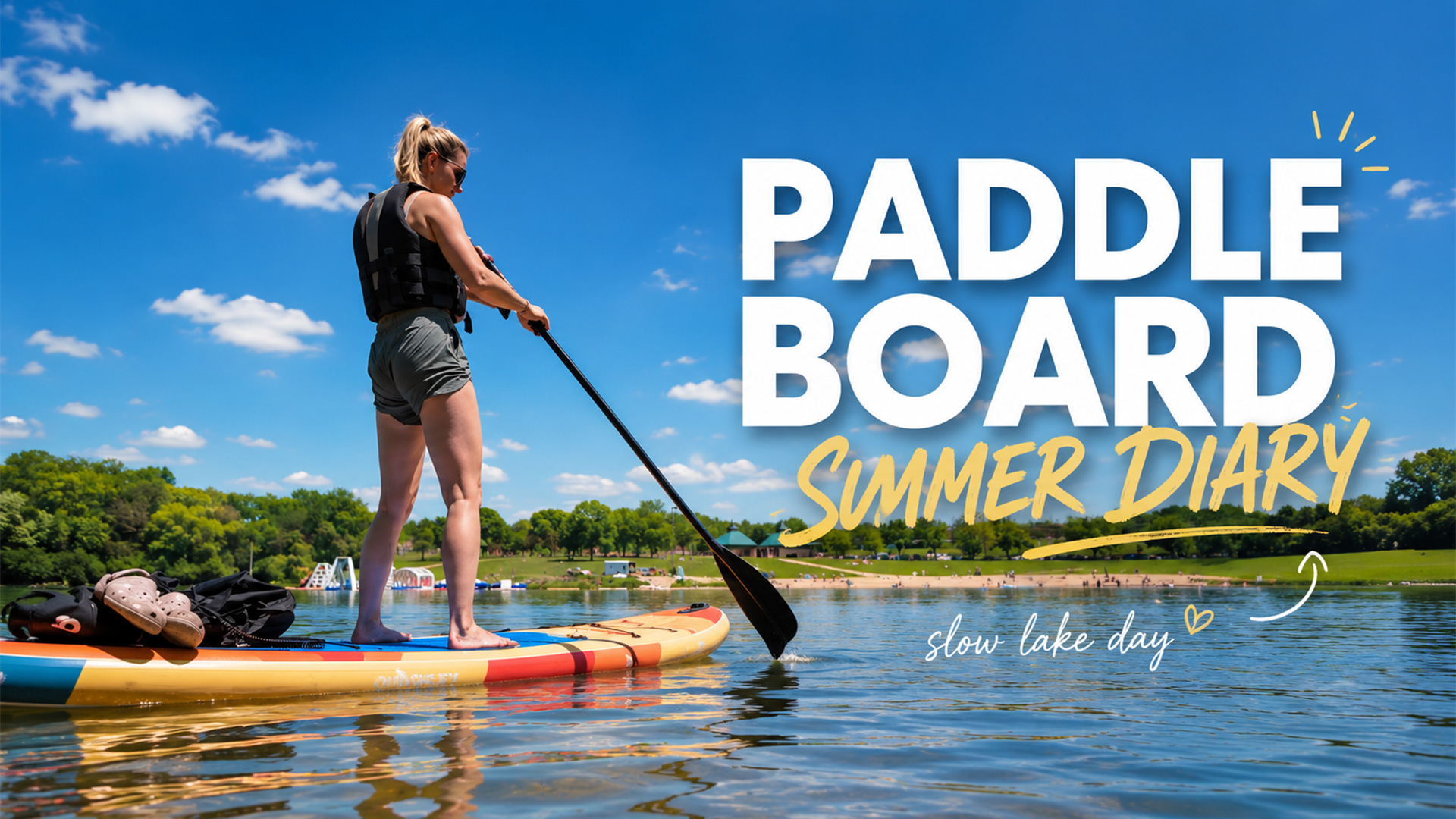 thumbnail video image 2 of Quashley Wide Inflatable Stand up Paddle Board, 11 ft x 34 inch All-Around SUP Board with Paddle, Hand Pump, Backpack and Leash, 2 of 10