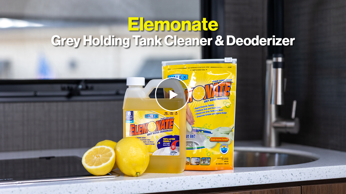 thumbnail video image 2 of Walex Elemonate RV & Marine Grey Holding Tank Deodorizer - Deodorizes and Dissoves Organic Material Within Grey Tanks - 5 tablets/treatments - Lemon Fragrance, 2 of 8