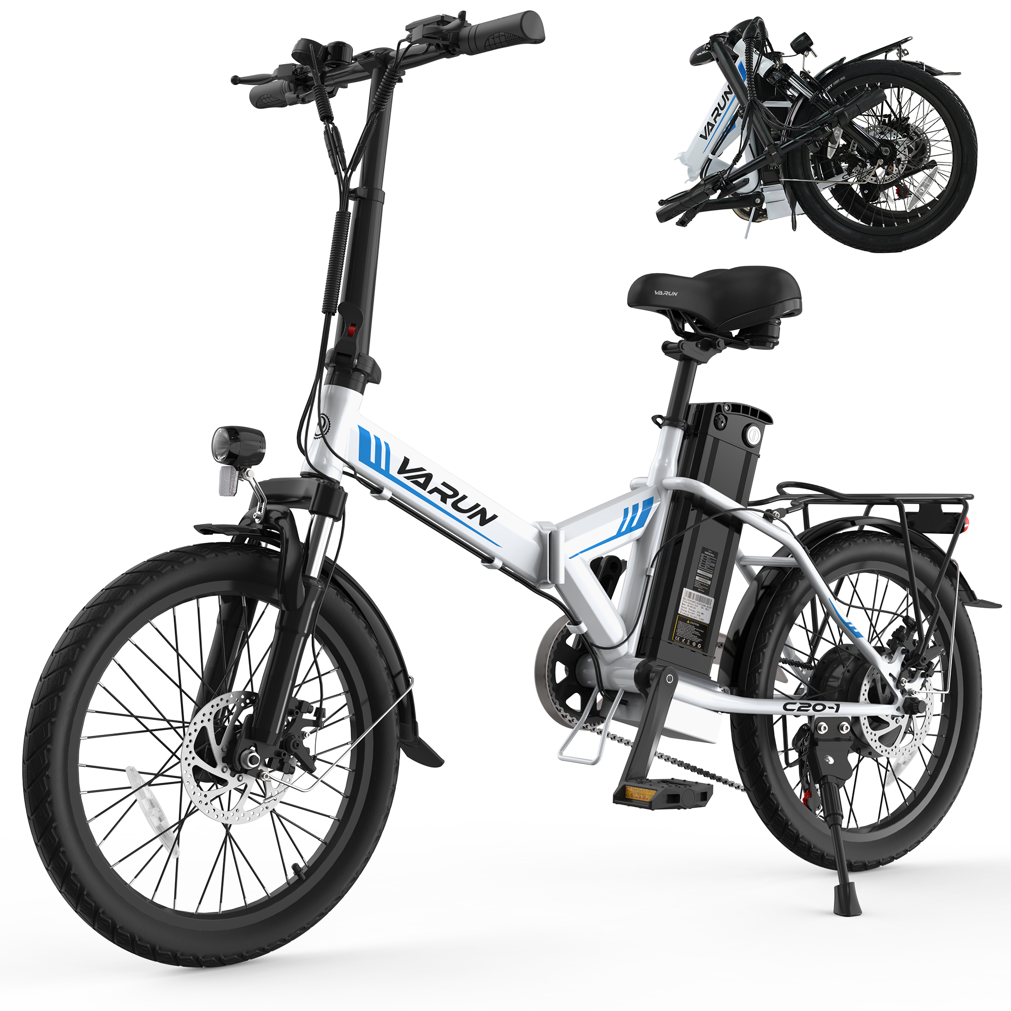 thumbnail video image 2 of AIRWEST Peak 750W Folding Electric Bike for Adult, 20" Electric Mountain Bike with 48V 7.8AH Removable Lithium Battery, 20 MPH Electric Commuter Bicycle up to 40 Miles, White, 2 of 8