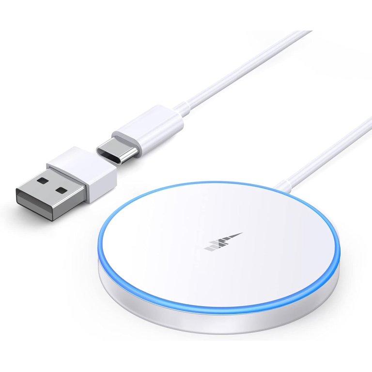 Wireless Charger Fast Mag-Safe Charger for with Dual Charging Ports and LED Smart Charging Indicator