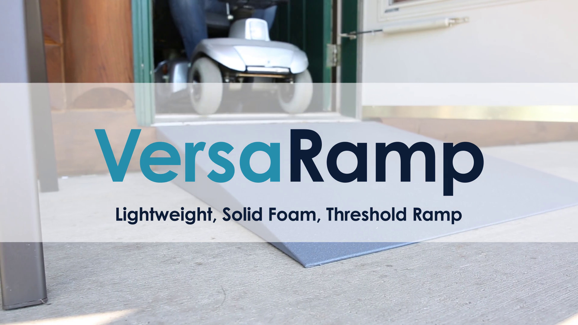 thumbnail video image 2 of VersaRamp Lightweight Foam Threshold Ramp for Wheelchairs, 5 Inch Rise, Gray, 2 of 10