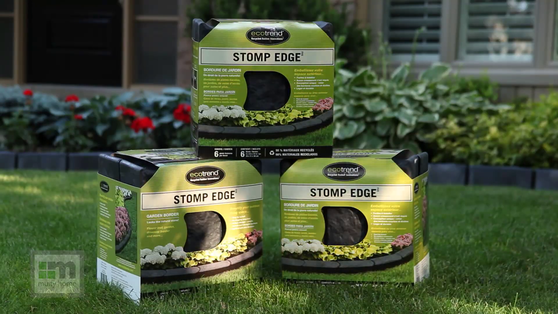 thumbnail video image 2 of TierraVerde 12 Pack 12 "x 4" Stomp Edge Slate Lightweight Garden Borders, Grey, 2 of 10