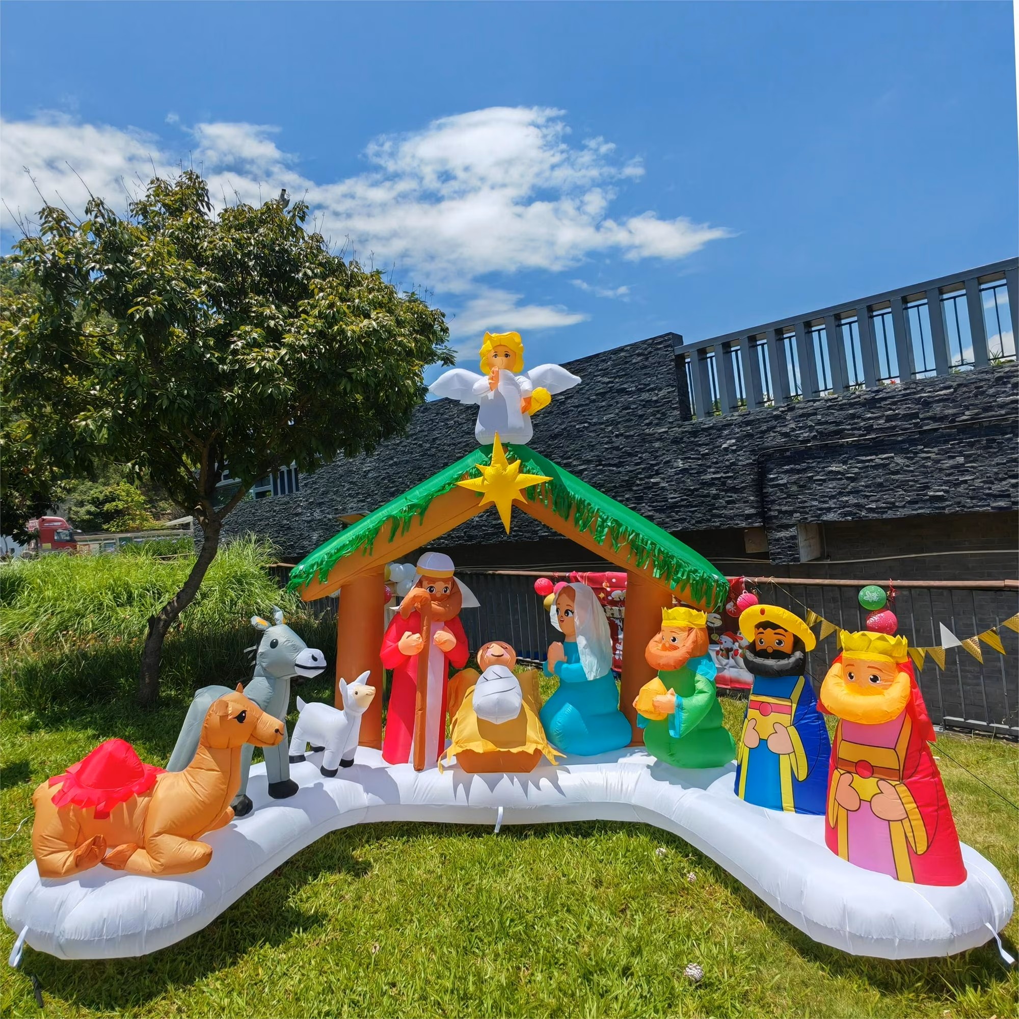 thumbnail video image 2 of Toiyjofe 12FT Christmas Inflatable Nativity Scene with LED Lights, Large Christmas Yard Decoration for Outdoor Indoor & Commercial Use, 2 of 10