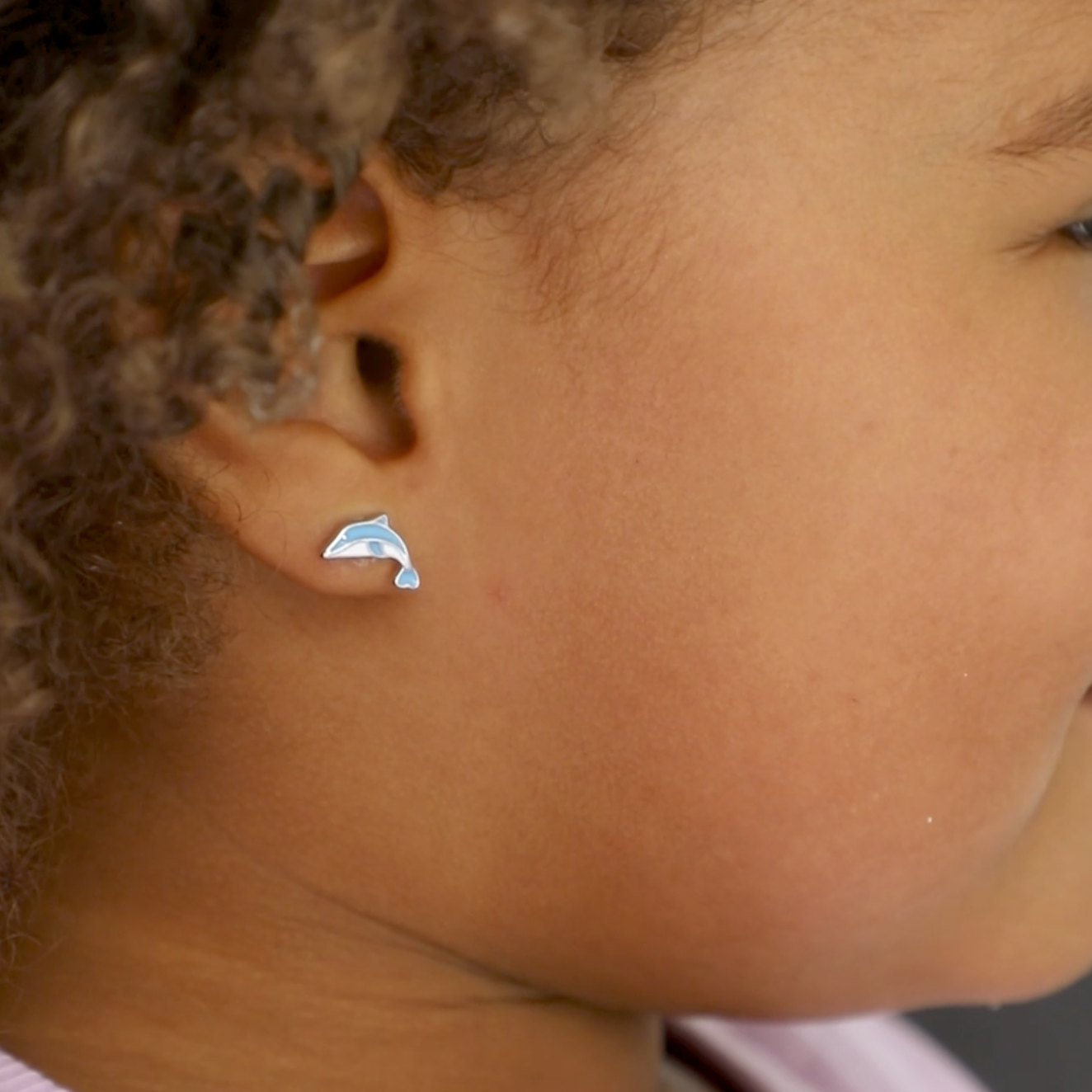 thumbnail video image 2 of 925 Sterling Silver Blue Enamel Leaping Dolphins Screw Back Earrings for Girls, 2 of 6