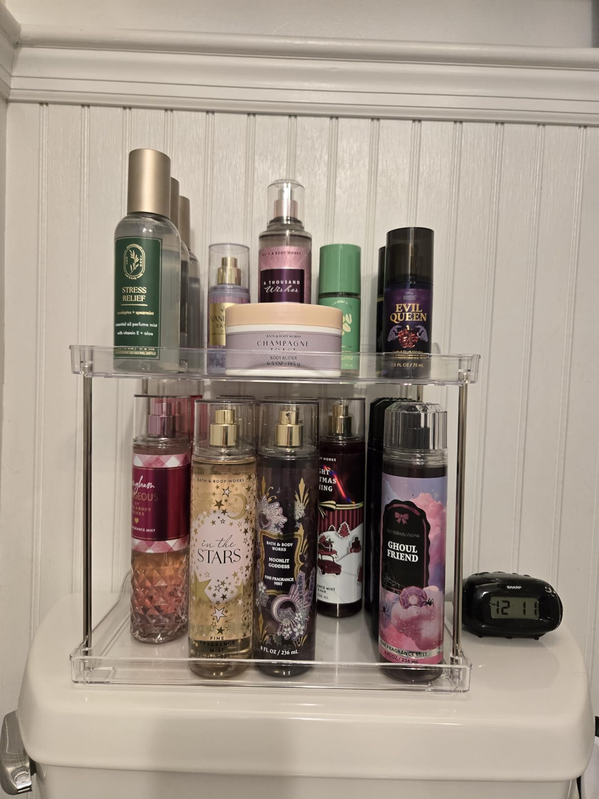 thumbnail video image 2 of 2 Tier Bathroom Counter Organizer,Tiered Bathroom Organizer for Makeup,Perfume,Beauty Products,Skincare Organizers Shelf,Vanity Storage Tray for Bedroom,Spice Racks for Kitchen Corner,Rectangle, 2 of 7