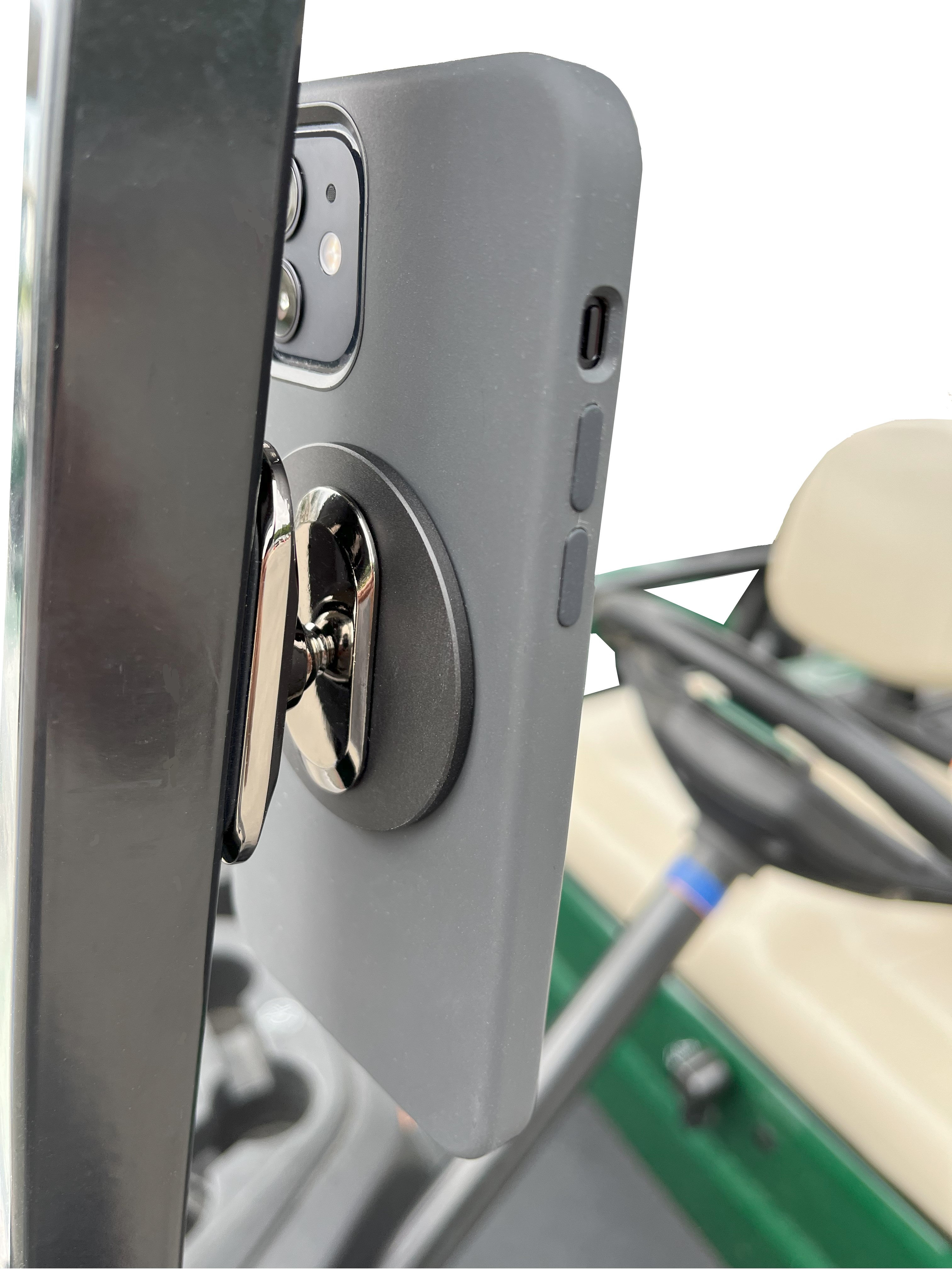 thumbnail video image 2 of Golf Cart Magnetic Phone Mount & Holder Compatible with MagSafe. Attaches magnetically to Golf cart or Any Metal Surface. Strong Magnets for Secure mounting., 2 of 9