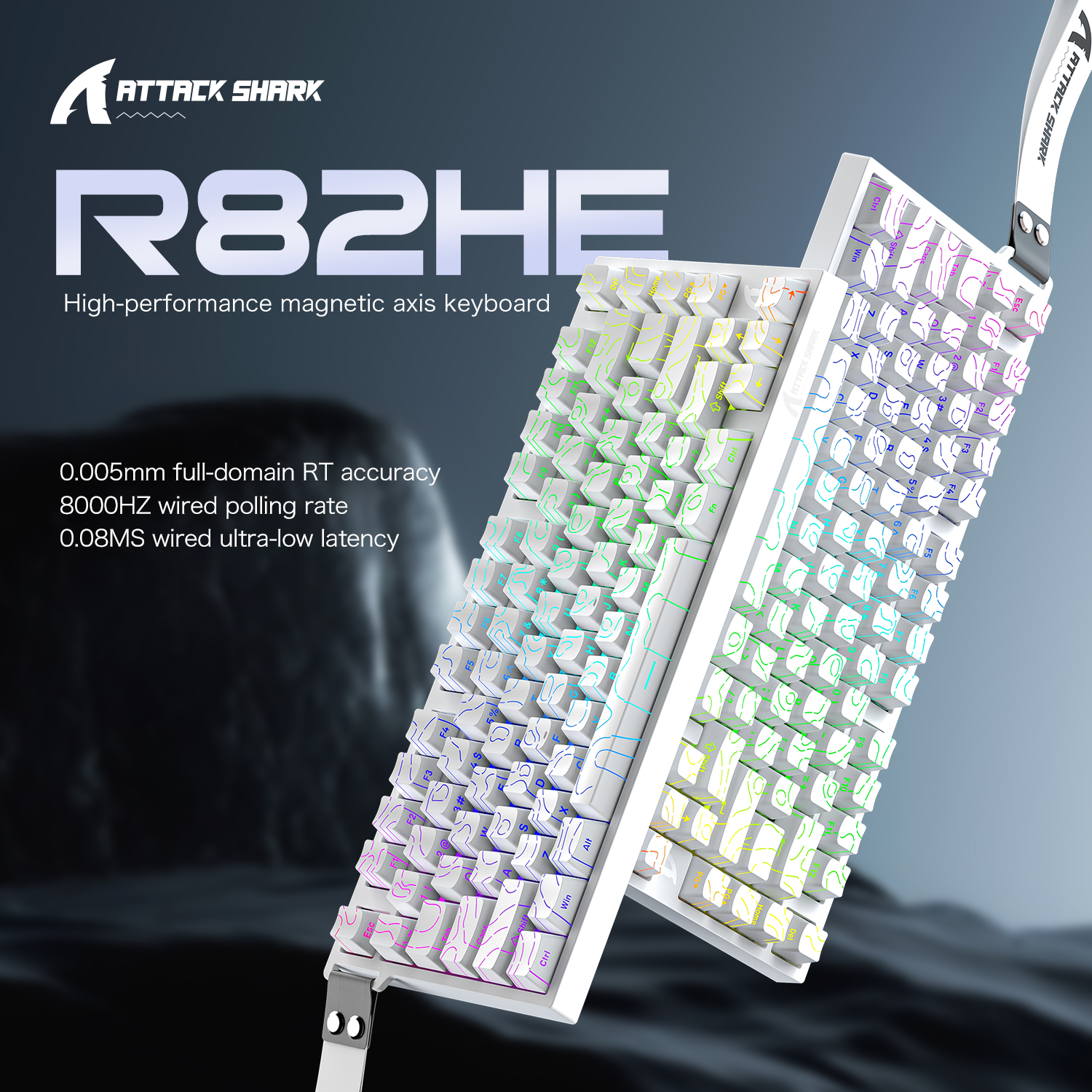 thumbnail video image 2 of ATTACK SHARK M05SE Rapid Trigger TKL Wired Mechanical Gaming Keyboard with Driver for PC Mac, Black, 2 of 10