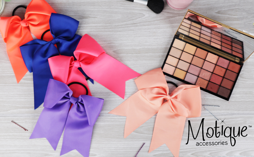 thumbnail video image 2 of Motique Accessories White Jumbo Hair Bow Pony with Tails for Adult Females and Girls, 2 of 6