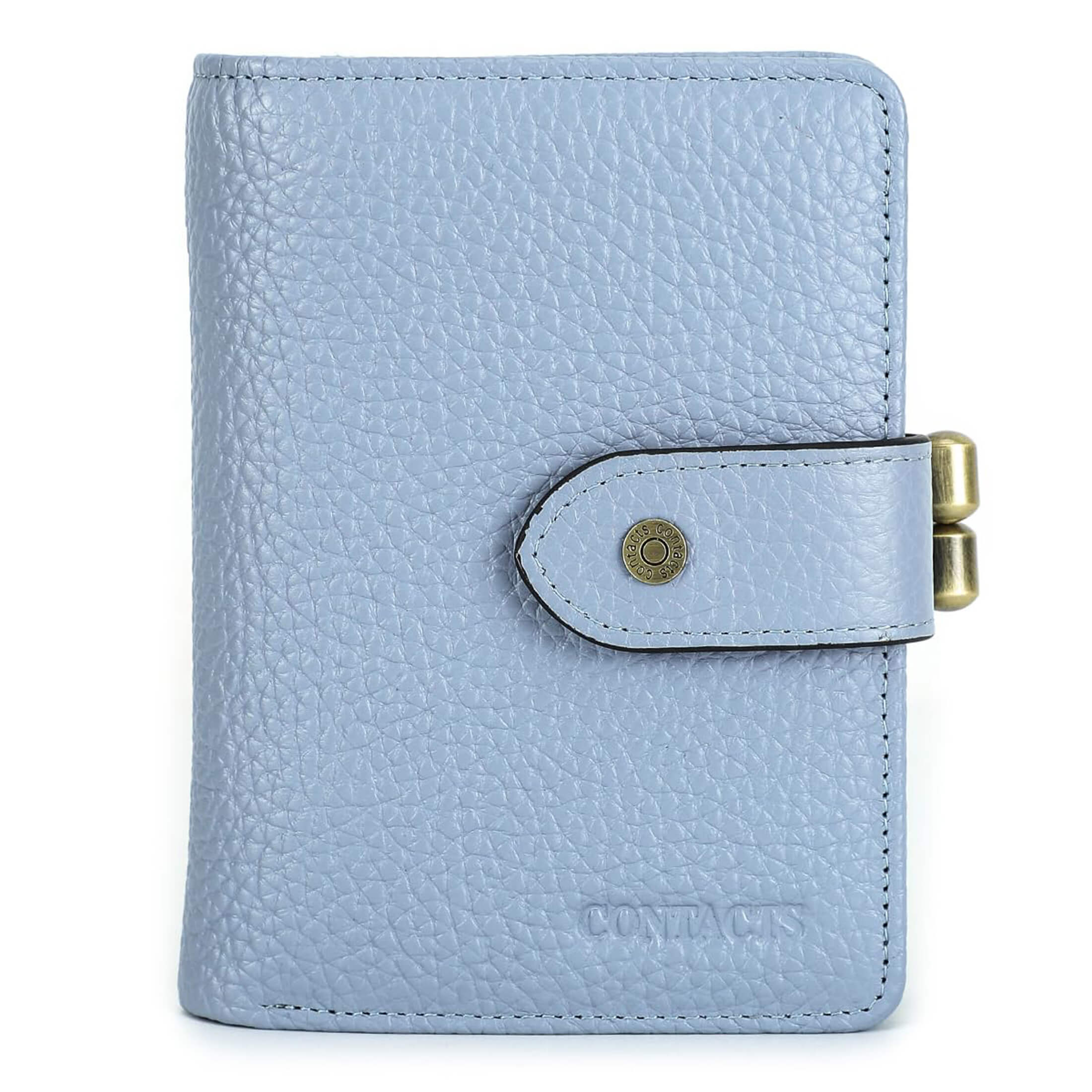thumbnail video image 2 of Contact's Small Wallet for Women Genuine Leather Bifold Purse RFID Blocking Card Holder Kiss Lock  (Blue), 2 of 8