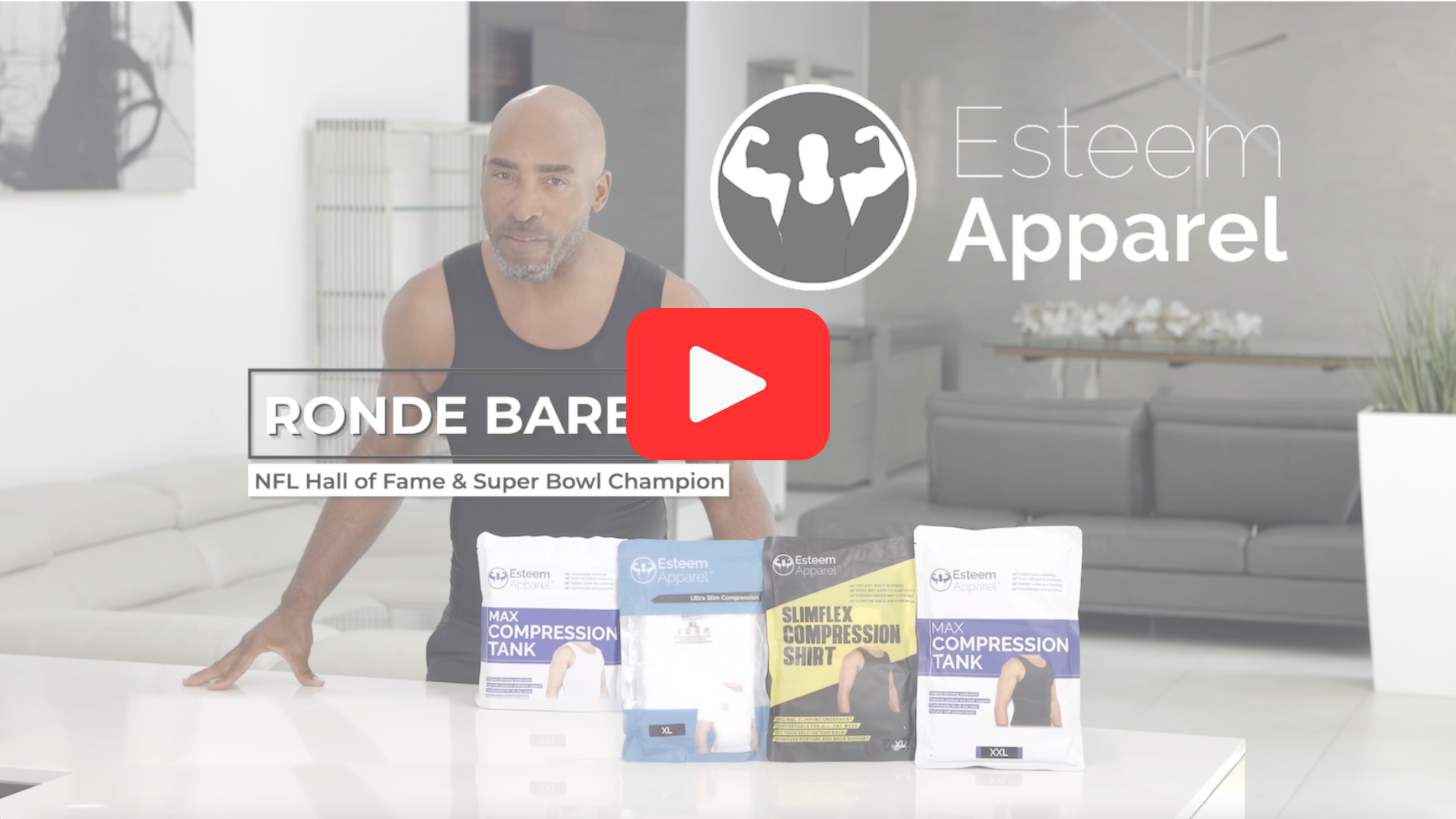 thumbnail video image 2 of Esteem Apparel Original Men's Chest Compression Shirt to Hide Gynecomastia Moobs, 2 of 7