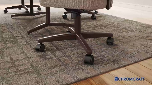 thumbnail video image 2 of Chromcraft Set of 6 Swivel Tilt Chairs, Luxe Wooden Arm All-Metal Pedestal Base Chairs with Wheels for Kitchen, 2 of 13