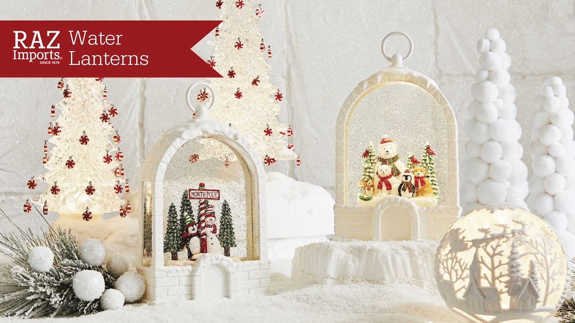 thumbnail video image 2 of RAZ Imports 9.5" Christmas Cardinal Lighted Glitter Water Lantern - Includes USB Cord, 2 of 6