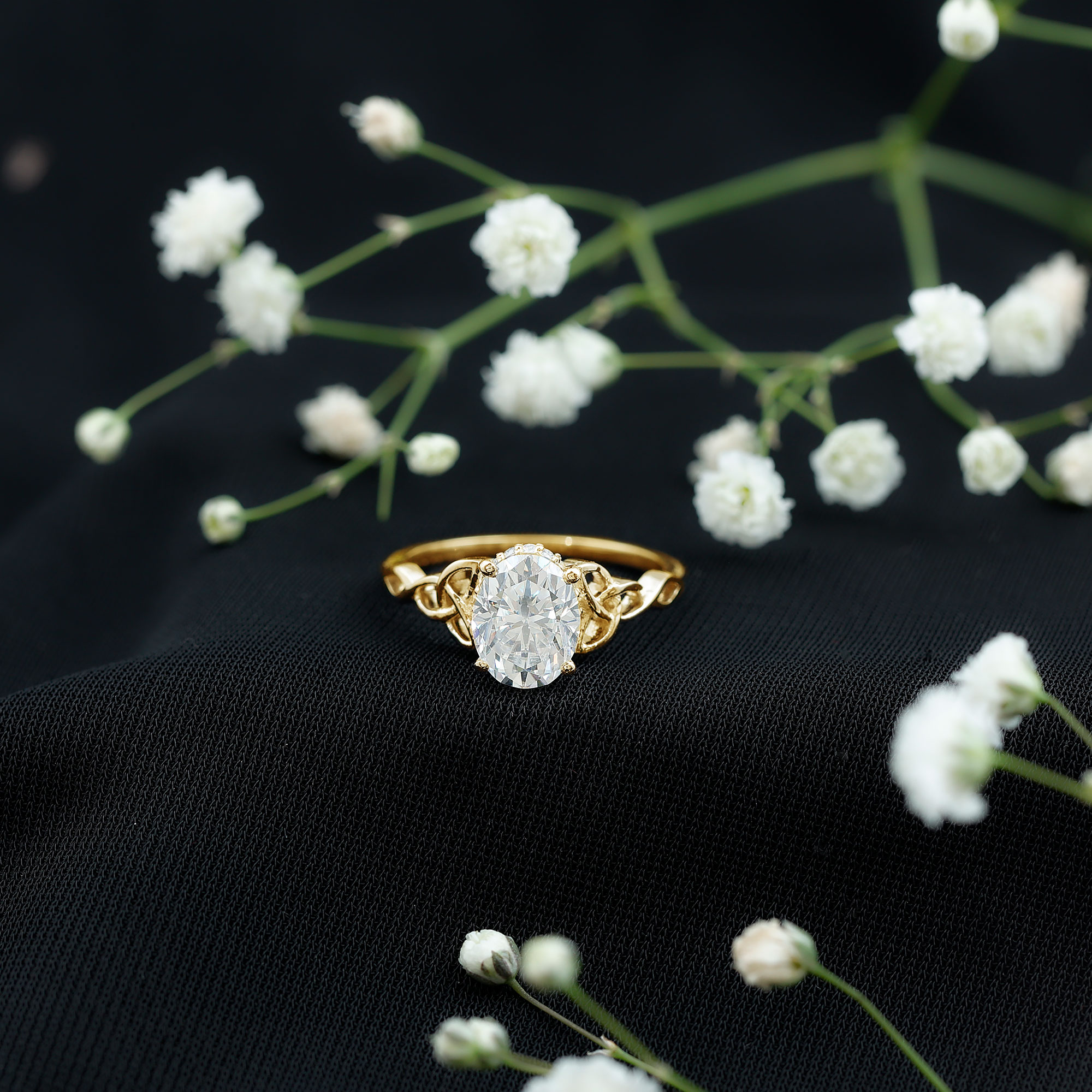 thumbnail video image 2 of Rosec Jewels Oval Diamond Engagement Ring 2 Ct (7X9 mm - Ef-Vs Quality Lab Diamond Hidden Halo Ring, 14K Yellow Gold, US 10.50, 2 of 9