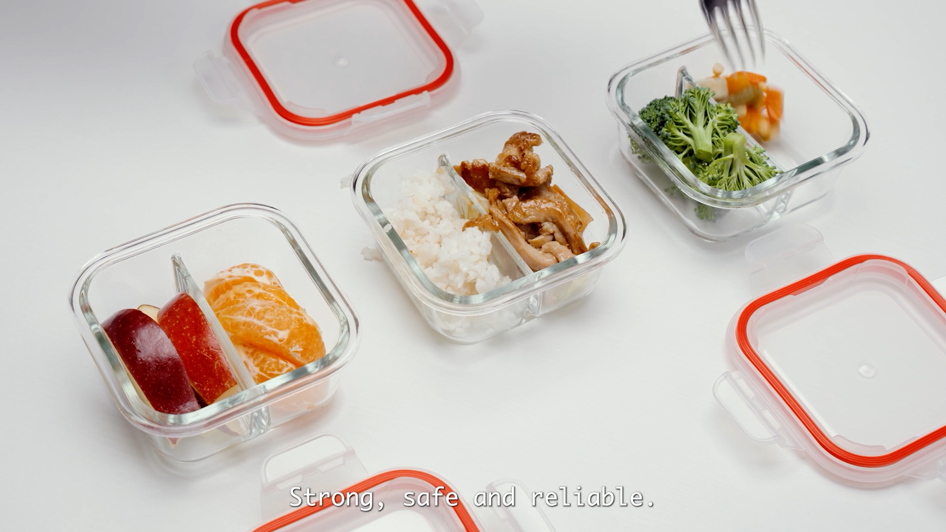 thumbnail video image 2 of Glass Portion Control Bariatric Containers (3 Pack), 1 Cup Food Containers with Two 4 oz Compartments, 4oz Food Storage Containers for meal prep, Microwave Safe Glass Portion Containers with Lids, 2 of 8