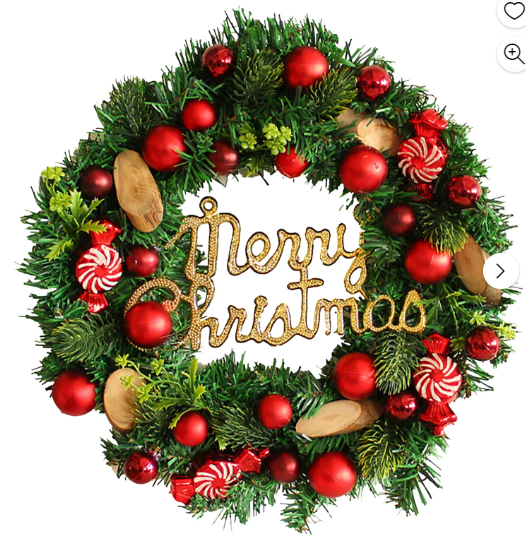 thumbnail video image 2 of Christmas Candy Wreath for Door & Window – Holiday Pinecone & Rattan Hanging Decoration for Christmas Party, 2 of 10