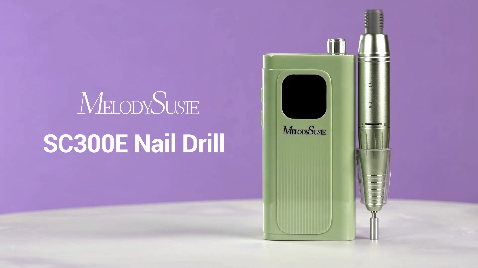 thumbnail video image 2 of MelodySusie SC300E Clip-on Rechargeable Nail Drill, 30000RPM Cordless E-File with LED Display & Accessories for Nail Care, Mint Green, 2 of 9