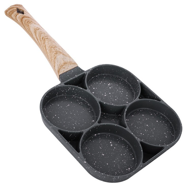 thumbnail video image 2 of Classical style Fried Egg Pan Maifan Stone Non-Stick Frying Pan for Breakfast Divided Egg Omelet Pans Suitable for Gas Stove and Induction Cooker, 2 of 16