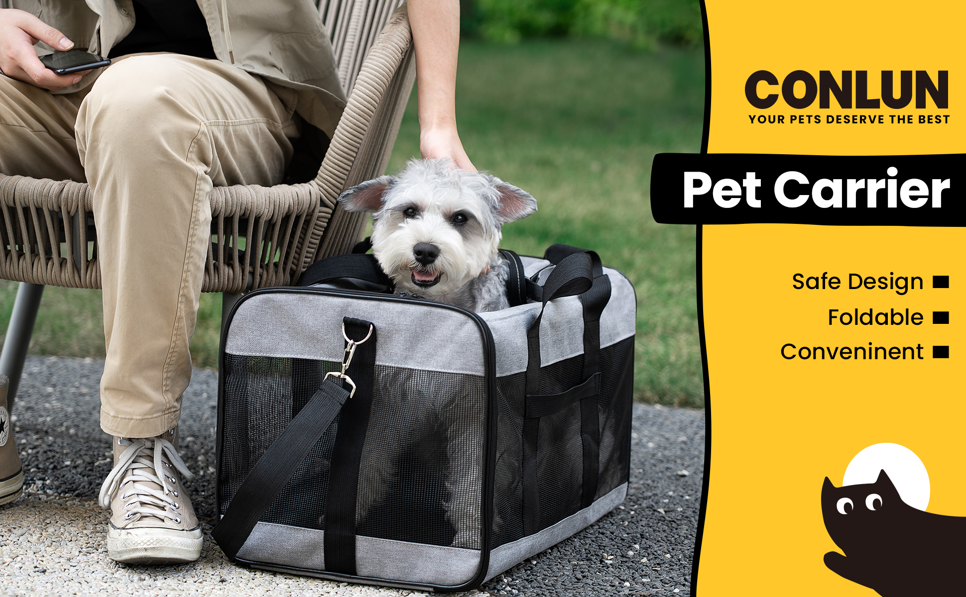 thumbnail video image 2 of Conlun Large Cat Carrier,Foldable Pet Carrier with Soft-Sided and Safety Leash,Comfort Travel Carrier for Large Dogs Cats,Green, 2 of 9