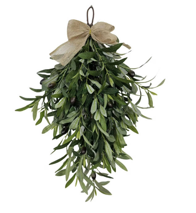 thumbnail video image 2 of Olive Floral Swag, 24 in Artificial Spring Olive Wreath, Wall Mounted Green Summer Swag Wreath, Swags for Party Wall Garden Holiday Wedding Indoor Outside Home Decoration, 2 of 10
