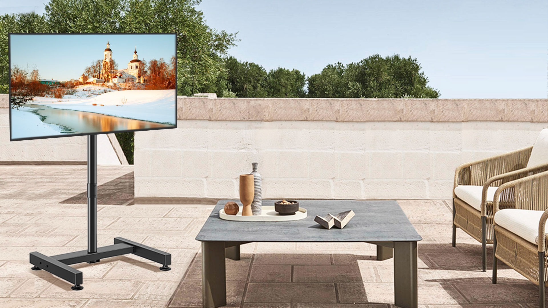 thumbnail video image 2 of RTVR Modern Rolling TV Stand with Wheels for 13 to 50 inch Screens Mobile Tilt Metal TV Cart Stand, 2 of 10