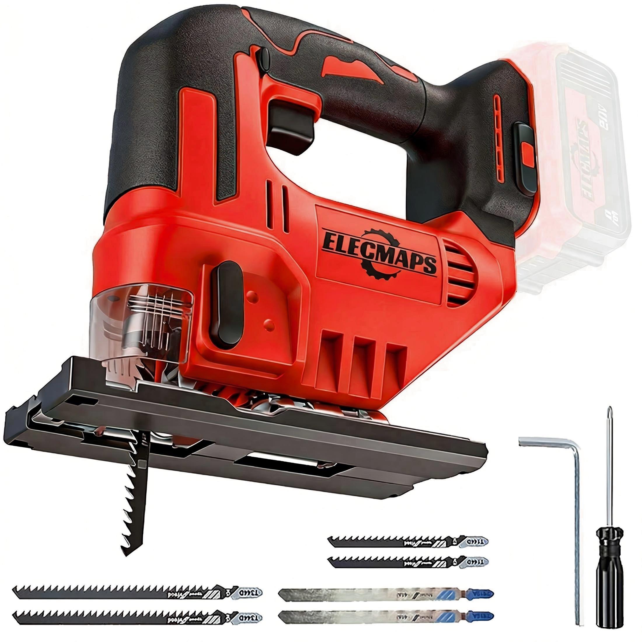 thumbnail video image 2 of ELECMAPS Cordless Jigsaw 2700 SPM, Compatible with Milwaukee M18 Batteries, Multi-Blades for Wood Metal PVC Cutting (Battery Not Included), 2 of 8
