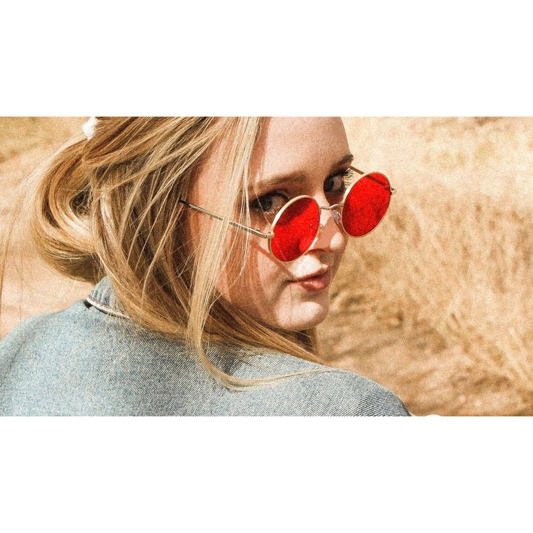 Round Polarized Sunglasses UV400 Women Men Vintage Hippie Style KANASTAL Round Sunglasses Polarized for Women Men Sun  main image 4