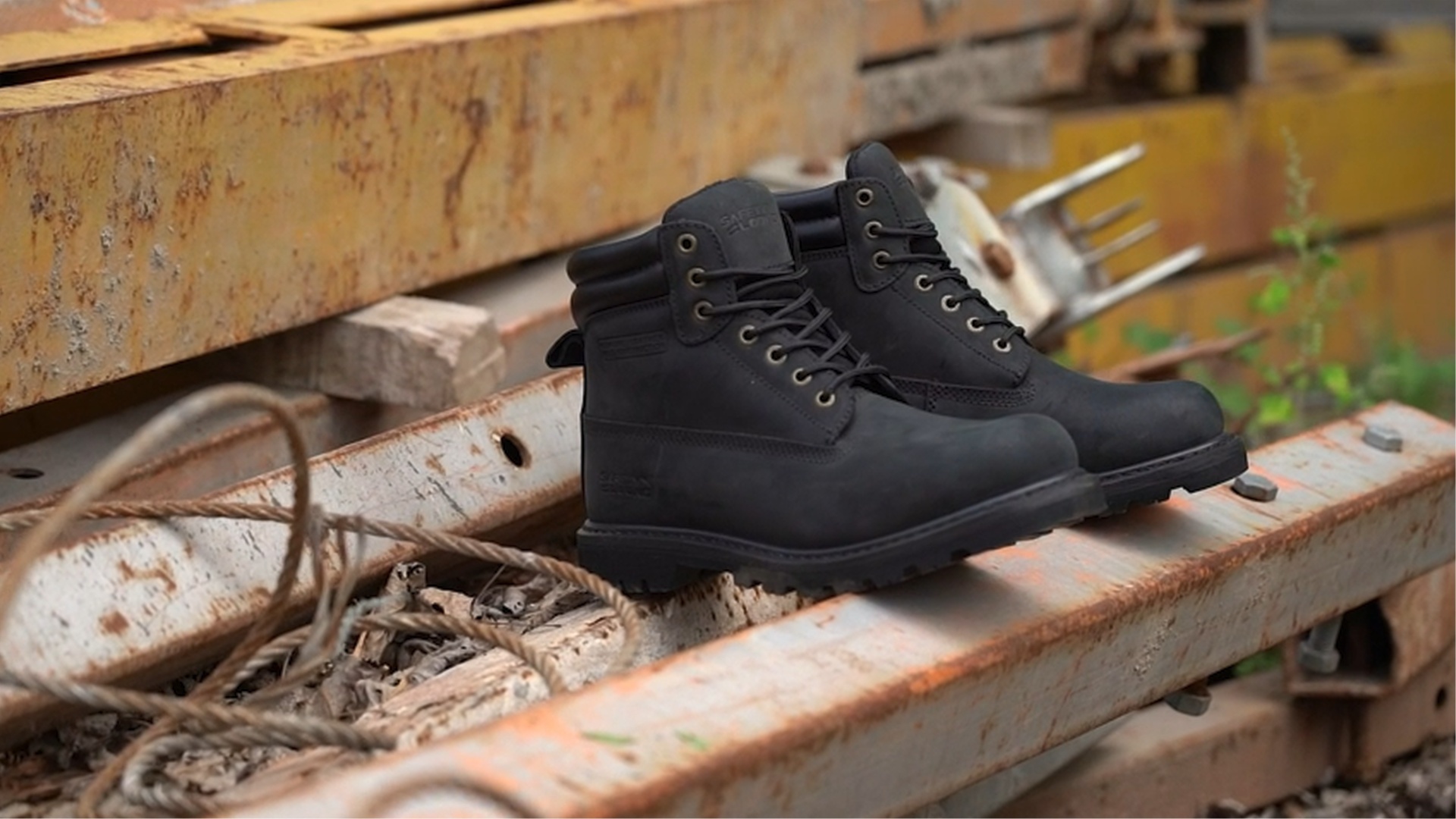 SAFETY LOONG, Steel Toe Work Boots, 14, Waterproof Black 