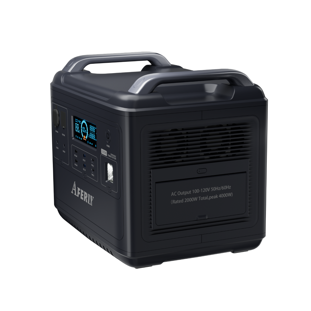 AFERIY Portable Power Station 2000W (4000Wmax) 1997Wh/624000mAh LiFePO4 UPS  Pure Sine Wave, Fully Charged in 1.8 Hours, 16 Output ports Solar