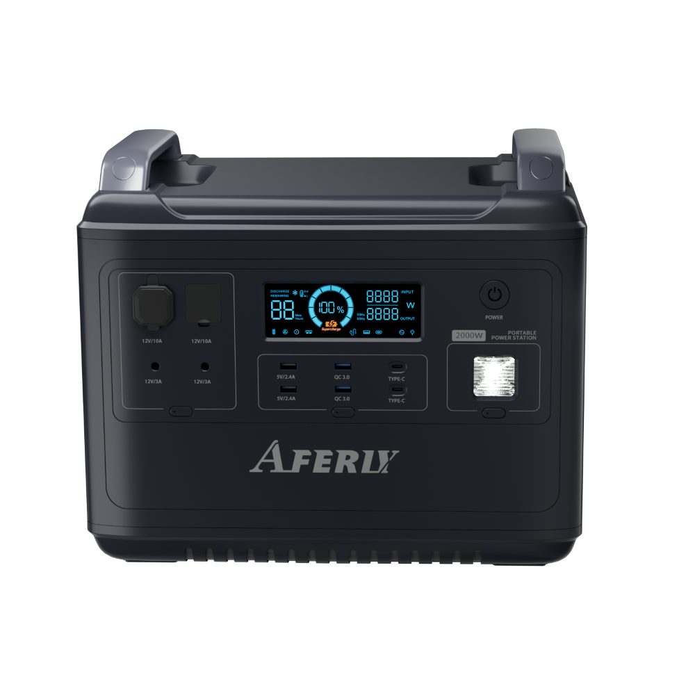 AFERIY Portable Power Station 2000W (4000Wmax) 1997Wh/624000mAh LiFePO4 UPS  Pure Sine Wave, Fully Charged in 1.8 Hours, 16 Output ports Solar