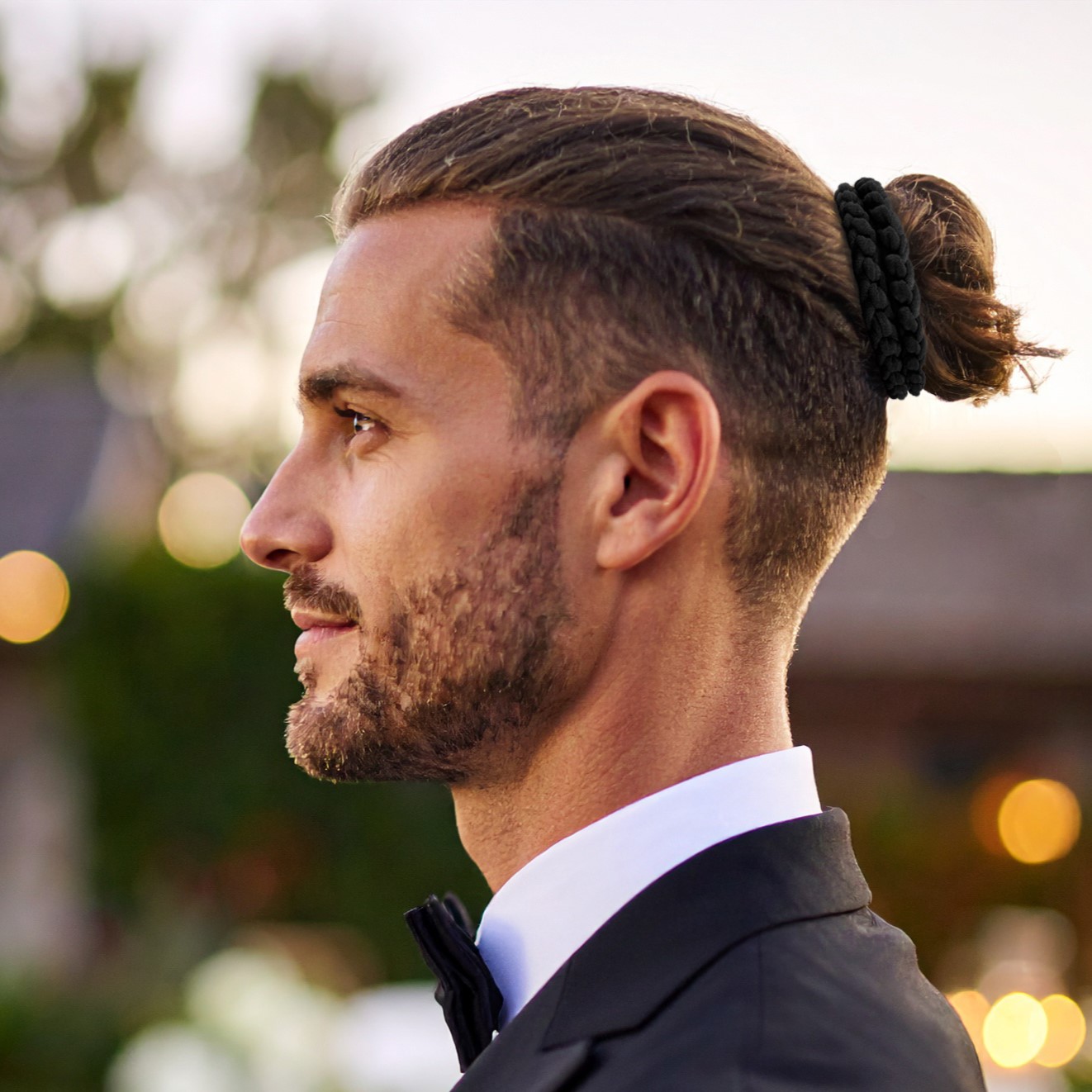 thumbnail video image 2 of Men's Hair Ties Size Medium 8-Pack Bun Ponytail Holders Thick Hair Soft & Strong Super Strechy Made in the USA Black, 2 of 7