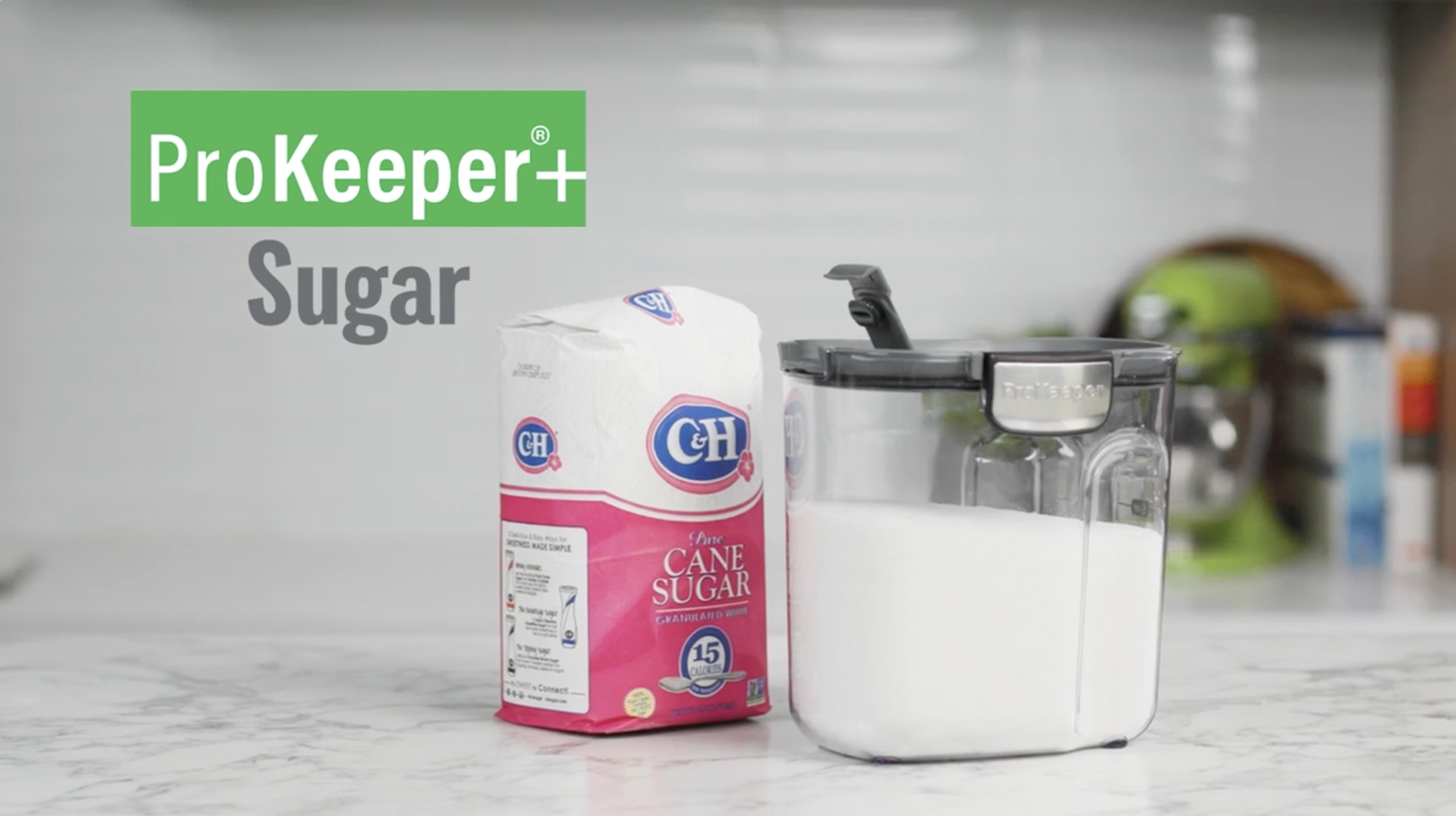 thumbnail video image 2 of ProKeeper+ Airtight Sugar Storage Container with Flip-to-Pour Spout and Stainless-Steel Latch, 2 of 9
