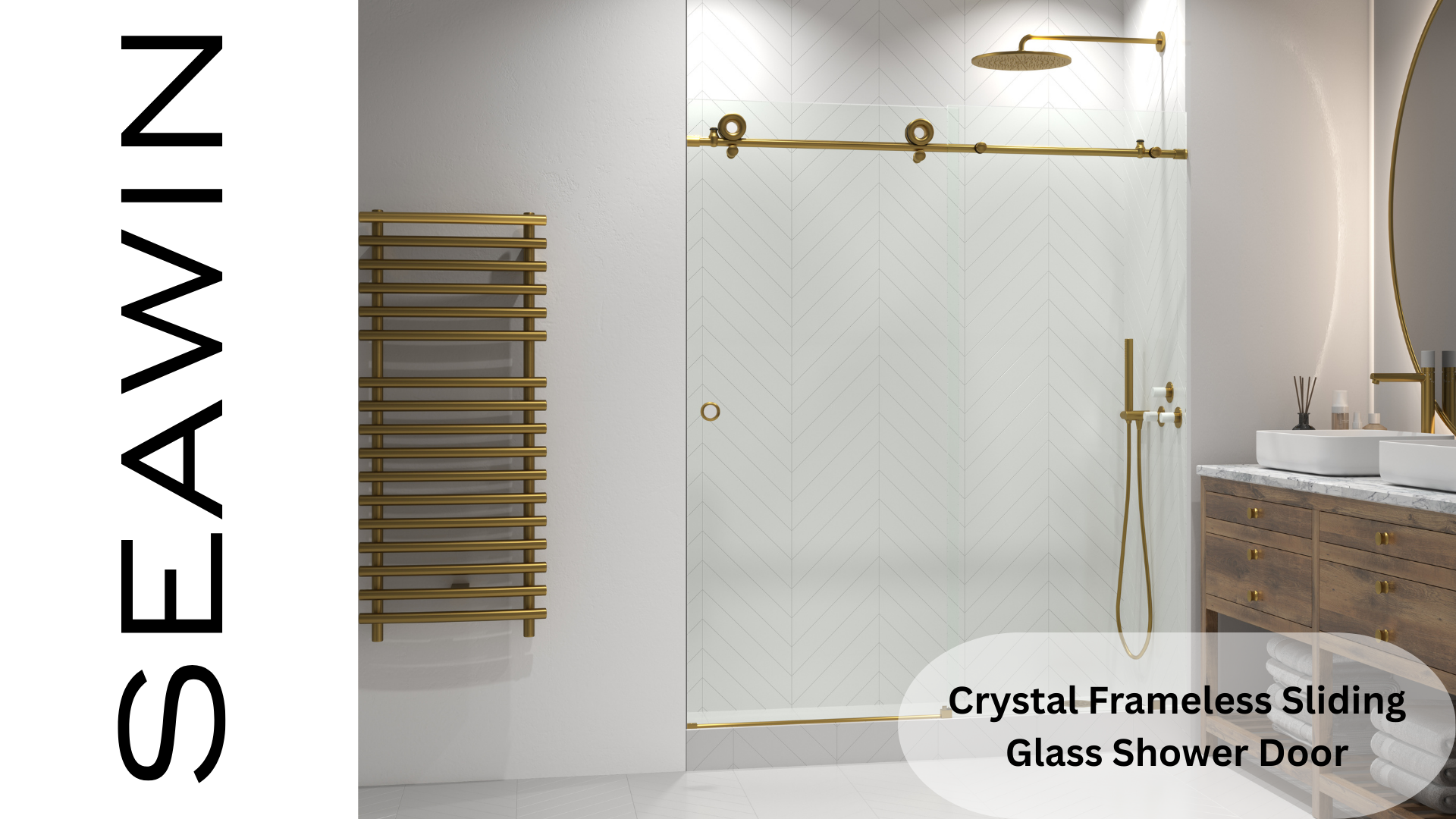 thumbnail video image 2 of Seawin Crystal 44 - 48 x 78 inches Frameless Sliding Shower Door 3/8 in. (10 mm) Clear Tempered Glass with NanoShield Coating Matte Black, 2 of 10
