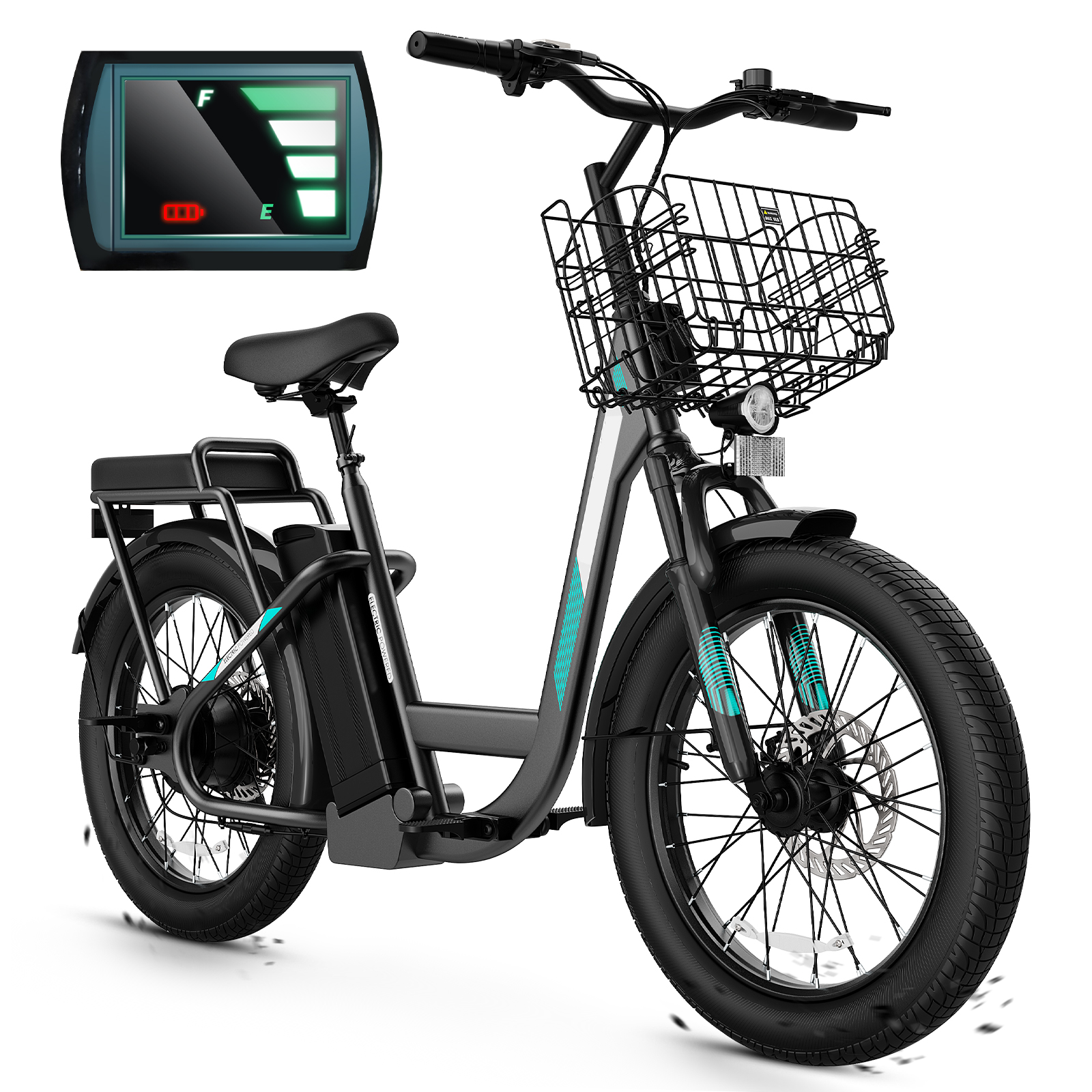 thumbnail video image 2 of SANOPY Electric Scooter for Adults with 350W Motor, 20MPH Top Speed&15 Miles Range, 20''×3" Fat Tire, Removable Battery, Commuting Electric Scooter with Basket, Black, 2 of 8