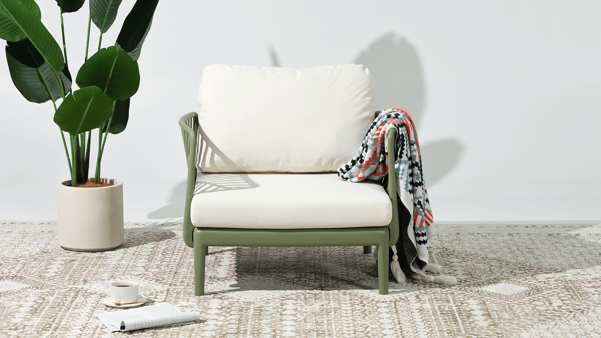 thumbnail video image 2 of WestinTrends Playa Modern Outdoor Polypropylene Resin Deep Seating Patio Club Chair, Green, 2 of 16