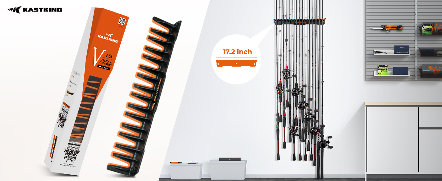 thumbnail video image 2 of KastKing Patented Vertical Fishing Rod Holder, Wall Rack for 15 Rods V15, 2 of 17