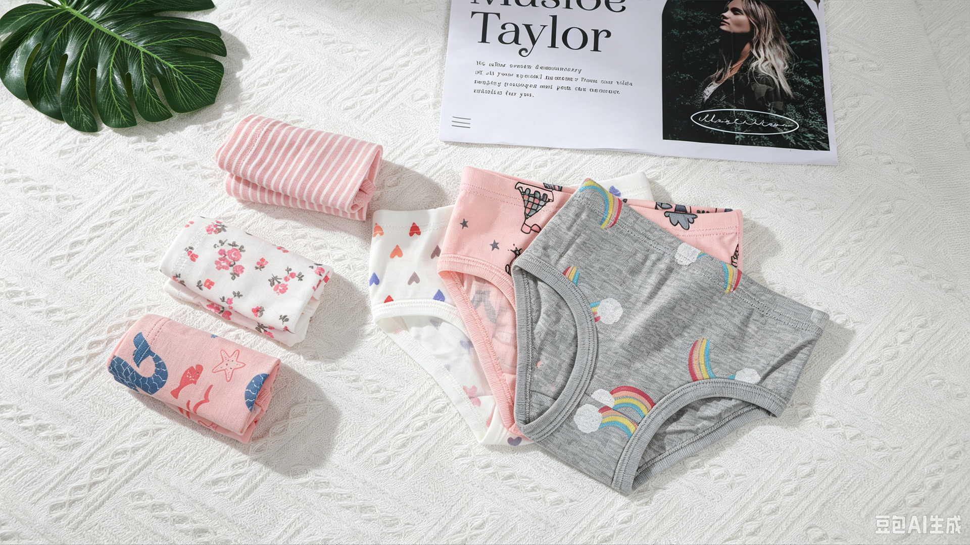 thumbnail video image 2 of FamilyBlisst 6‑Pack Girls Soft Cotton Triangle Underwear, Assorted Cute Prints for Little & Big Girls, 2 of 8