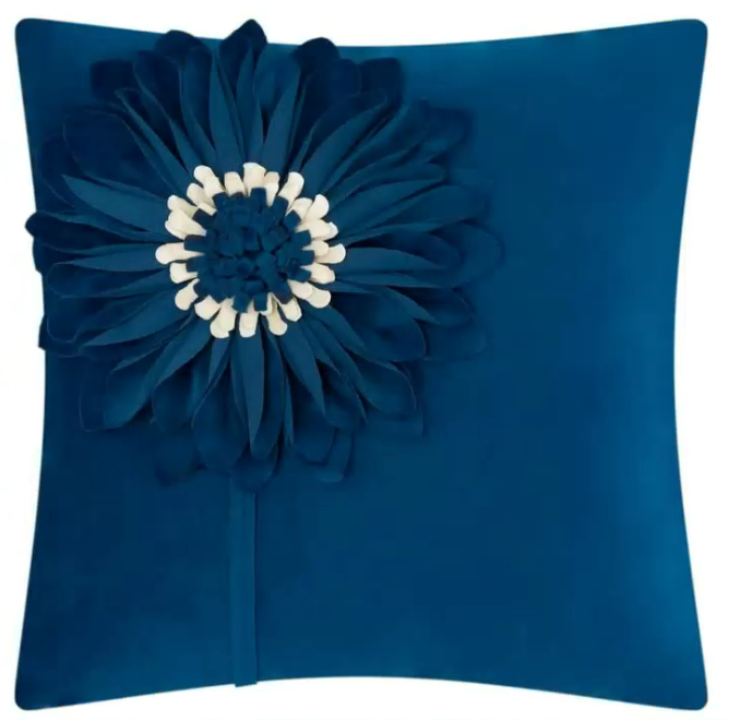 thumbnail video image 2 of JWH 3D Flower Pillow Cover Navy Blue Square Dimensional Floral Sofa Cushion Cover for Living Room Bedroom Decor, 2 of 10