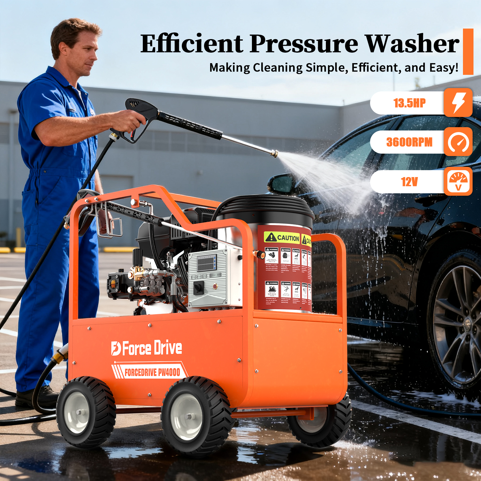 thumbnail video image 2 of DigMaster Hot Water Pressure Washer Gas Powered Heated High Pressure Cleaner 4060PSI 4GPM for Heavy Machinery Farm & Home Use, 2 of 10